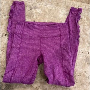 Purple ruffle leggings